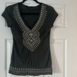Arden B Embroidered V Neck Top